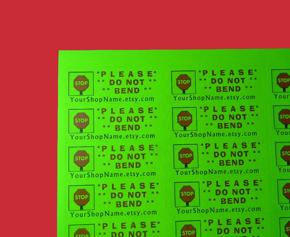 60 PERSONALIZED Do Not Bend Labels. 2 Sheets of Neon Green 1-inch Labels. COLOR. 3621