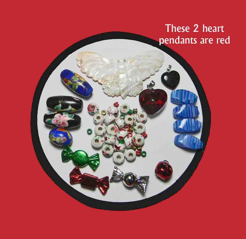 Beads and Pendants DESTASH. 3 Pendants, 12 Large Beads, 25 Plus Multi-Color and Tiny Beads. 3581