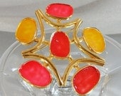 Vintage 60s Brooch. Atomic. Abstract. Mod. Retro. Yellow. Red. Orange. Pink.