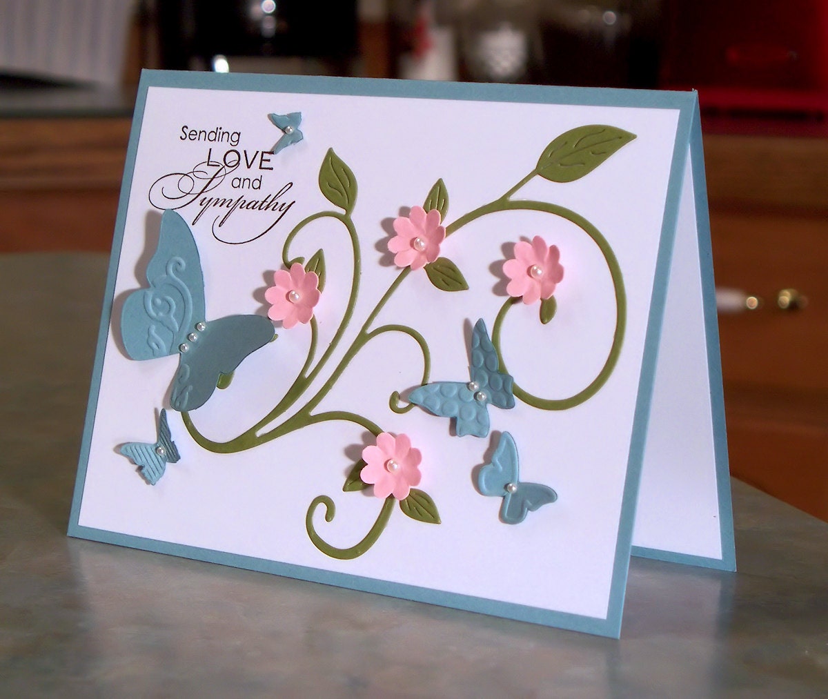 Handmade Card with Embossed Butterflies, Stampin Up Love and Sympathy