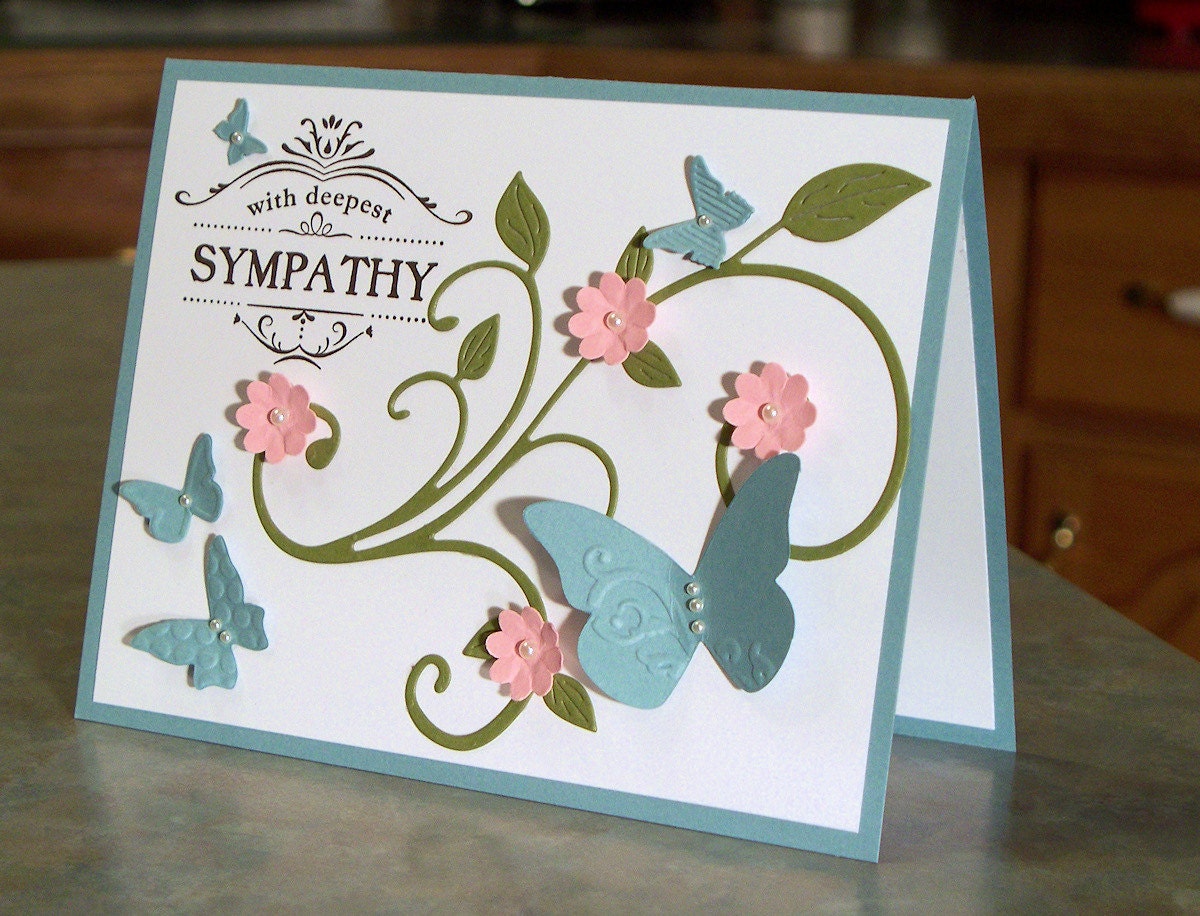 Sympathy Card with Embossed Butterflies, Stampin Up Thanks For Caring