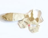 Cat Mask and Tail for Children, Kids Carnival Costume Eco Friendly Dress up and Pretend Play Toy for Girls Boys and Toddlers