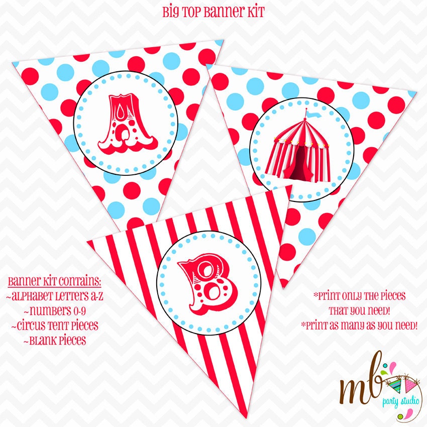 Printable Big Top Banner Kit- Instant Download