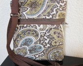 Turquoise Paisley Cross-Body Hipster Bag including Matching Key Fob