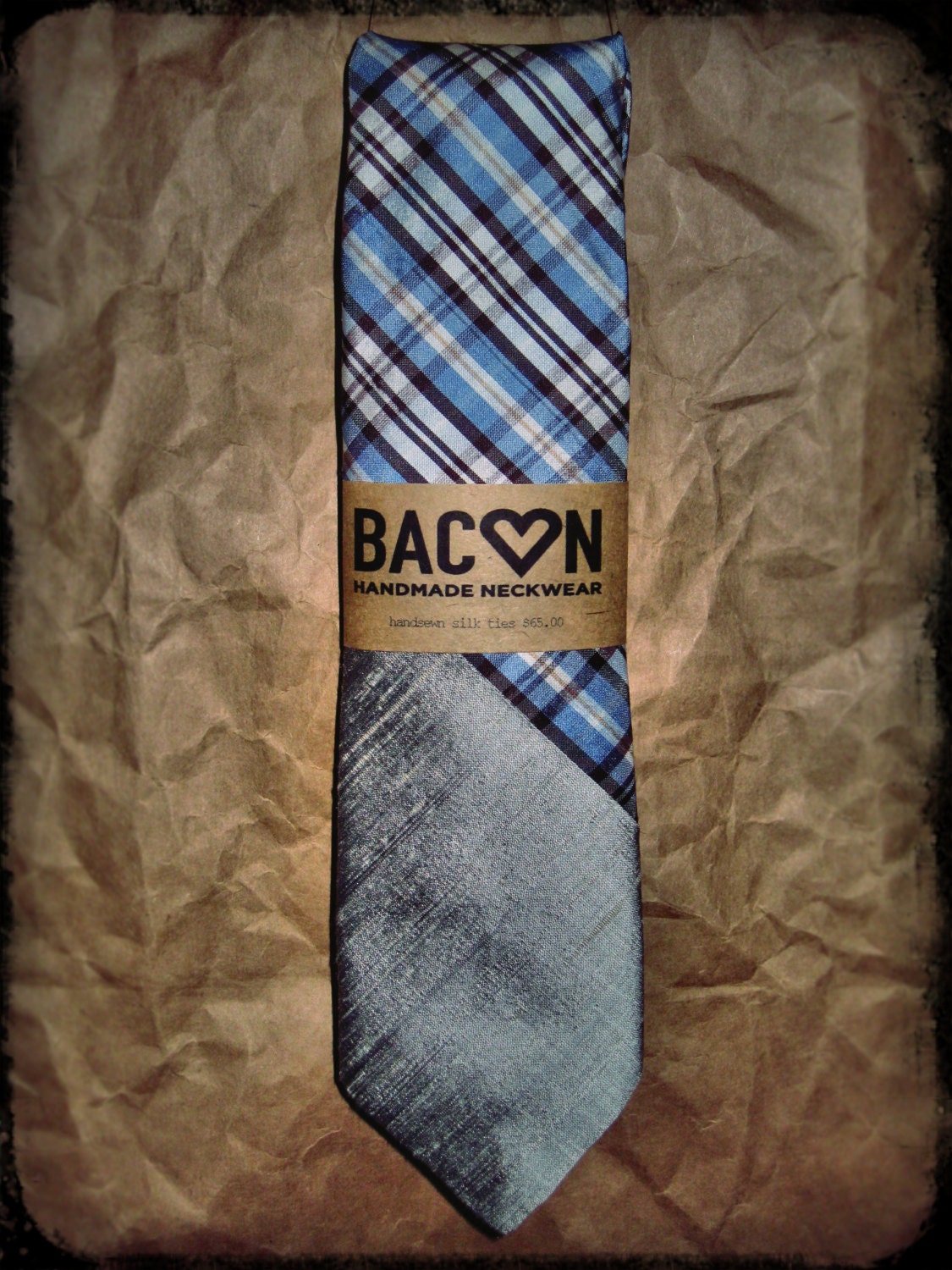 Silver and Light Blue Plaid Necktie