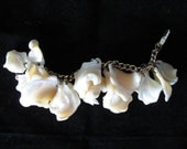 Vintage Mother of Pearl White Shell Dangle Charm Bracelet - Lisner