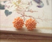 Pastel Peach Flower Post Earrings Retro Mum Studs - Summer Sale