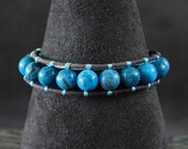 Bracelet Chrysocolla & Leather Cord: "Better Than Turquoise"