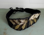 Vintage Belt, Beaded Belt,  1980s Black Beaded Belt