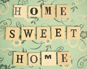 Home Sweet Home - Typography photograph, word art, cottage chic,   8x8 Print