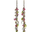 Snow In Spring Sterling Silver Earrings size 65mm gemstone briolettes sterling leverbacks