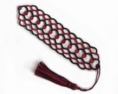 Gothic Bookmark in Tatting, Black, Red - One Of A Kind - Lexia