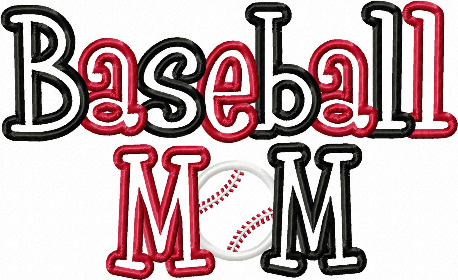 Baseball mom 2 color embroidery machine applique design by kayelee