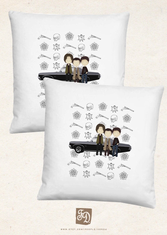 SUPERNATURAL pillow / cute Sam and Dean Winchester, Castiel