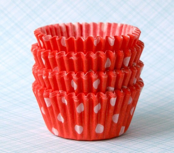 MINI Orange Polka Dot Cupcake Liners (100) Il_570xn