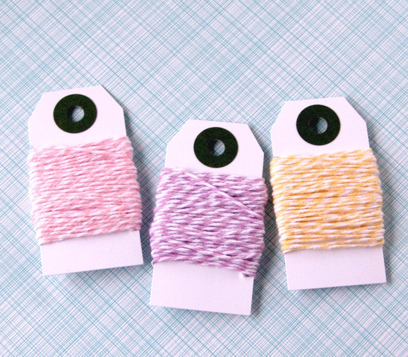 Mini Baker's Twine Mix - Pastel Pink, Yellow, Purple - 15 yards total Il_570xn