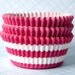 Greaseproof Baking Cups - Pink Horizontal Stripe Cupcake Liners (50)