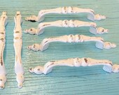 6 Shabby Chippy Distressed White Reclaimed Drawer Pulls 3 Inch Centers 5 Inches Long