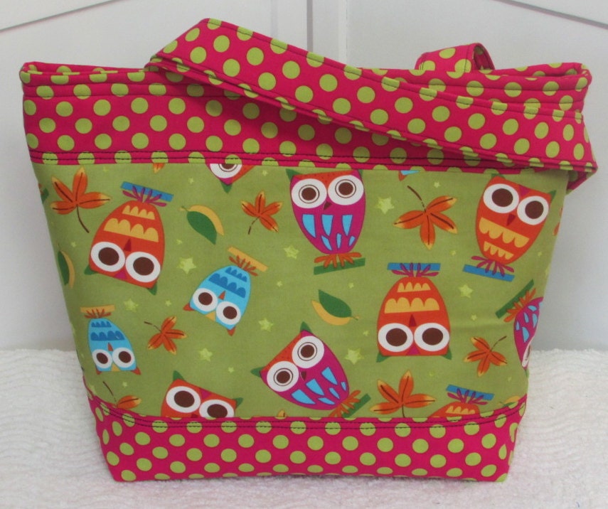 Whimsical Owls Medium Size multi purpose tote bag Owls on a Whim Purse  Ready To Ship