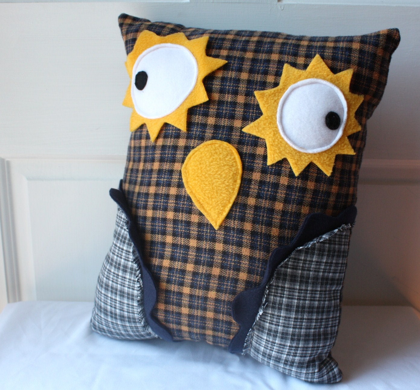 Owl Pillow, Upcycled Owl Plush