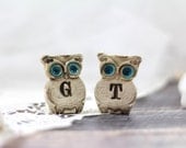 Custom owls Wedding cake topper - a pair of personalized owls Cute cake topper