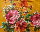 D9 - Yellow Multicolored Big Flower Patterned Cotton - One Yard