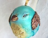 Blue Bird Ornament Egg Art