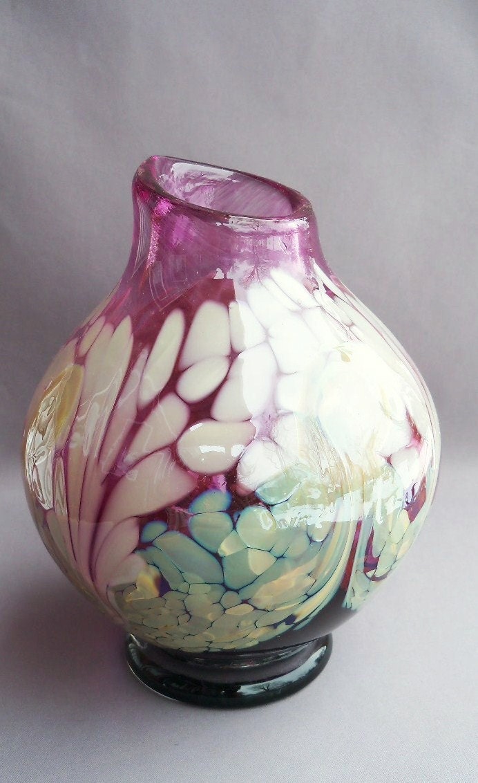 Hand Blown Glass Hyacinth  Round Vase