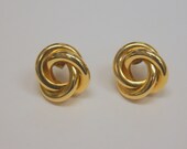 Vintage Gold Tone Knot Pierced Earrings