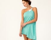 Joe Turquoise dress  / Mint One shoulder asymmetrical Spring Summer bohemian party dress  - any size