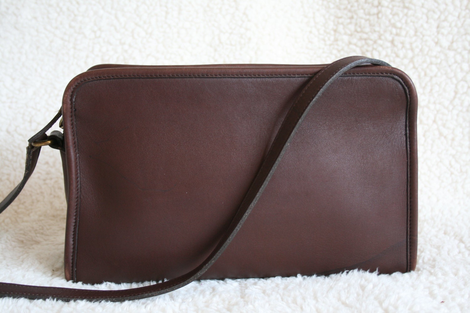 VINTAGE COACH SUTTON zip classic Mahogany Leather Handbag purse Bag 9814