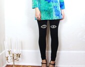 20% OFF VACATION SALE Seeing Eye Bleach Black Leggings Handmade