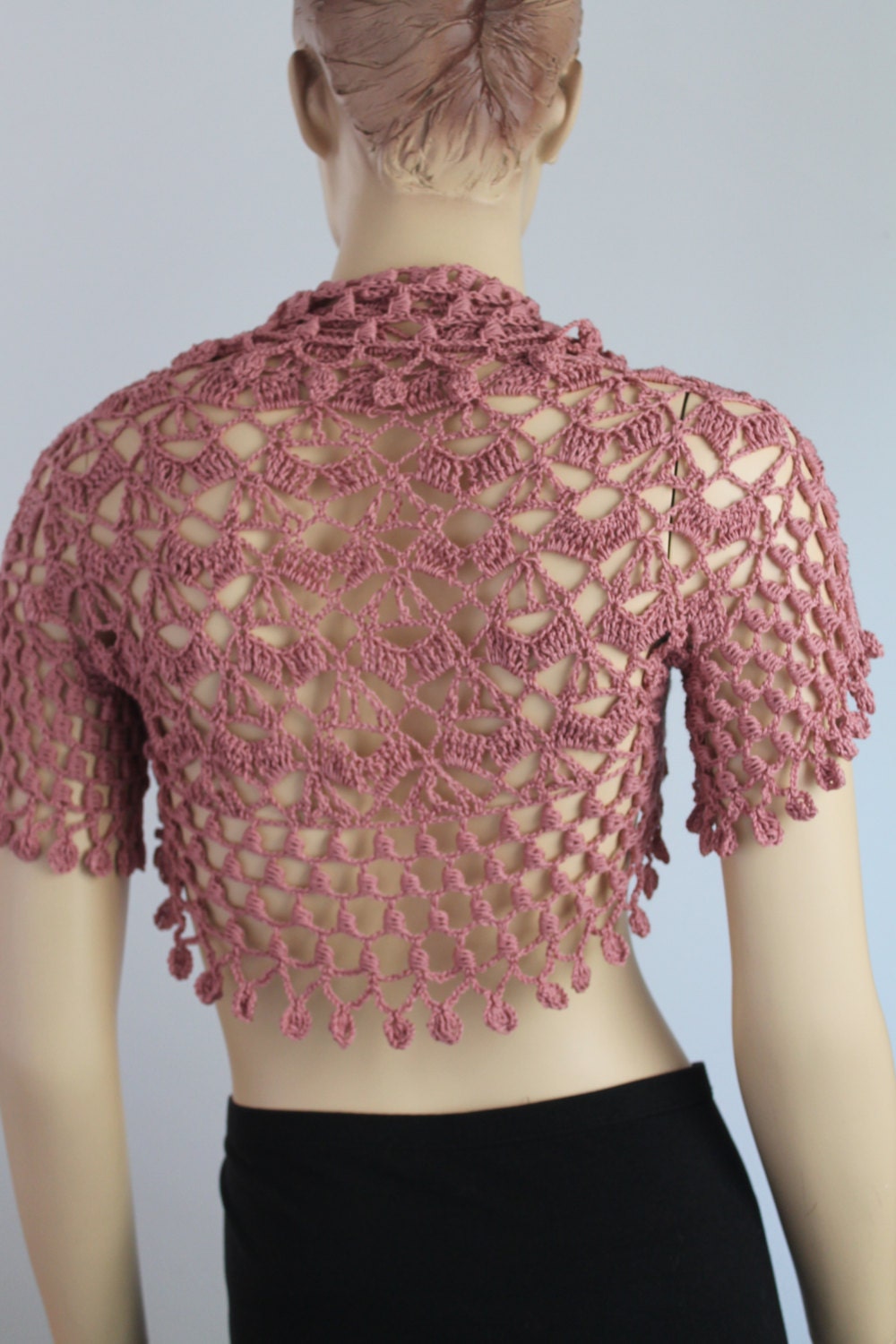 Crochet  Dusty Pink  Shrug Bolero / Fall  Spring Fashion
