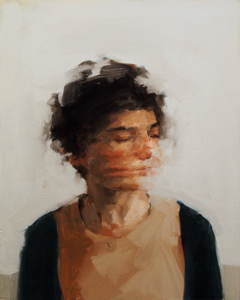 The Beginning, extra large giclee art print poster of original oil painting portrait