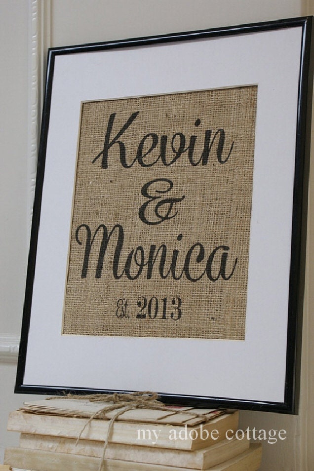 Personalized Wedding Burlap Artwork - Engagements, Weddings, Anniversaries