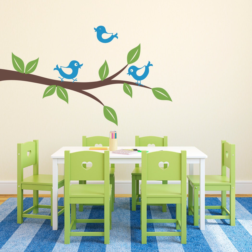 Birds on a branch Wall Decal - Cutie birds decal - Large