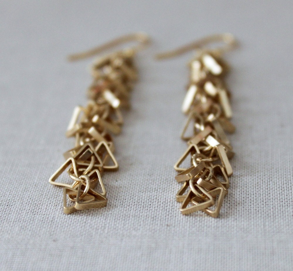 Geometric Earrings Gold Geometric Earrings Dangle Earrings Triangle Modern Fashion, Tria