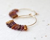 Gold Hoop Earrings, Purple Hoop Earrings, Dagger Earrings, Modern Fashion, Fringe