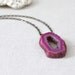 Druzy Necklace Geode Jewelry Raspberry Necklace Organic Hot Pink Natural Jewelry Antiqued Brass