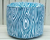 Turquoise pouf ottoman, round ottoman 18, aqua green floor pouf, bean bag chair, pouffe, animal print ottoman, kids floor cushion