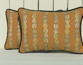 Brown lumbar pillow cover, embroidered pillow cover, brown oblong pillow cover 16x12, small chair pillow, cognac brown lumbar pillow