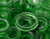 One Dozen Green Soda Bottle Glass Beads // Sea Glass Finish