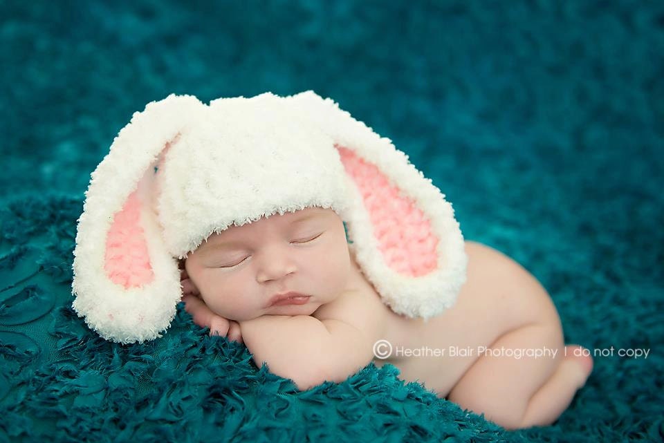 Newborn or 0-3 Month Soft Baby Bunny Beanie - Photography prop