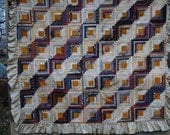 Sale 30% INSTANT Savings Log CABIN Quilt, sunshine and shadow  SILK, velvet, cotton Primitive