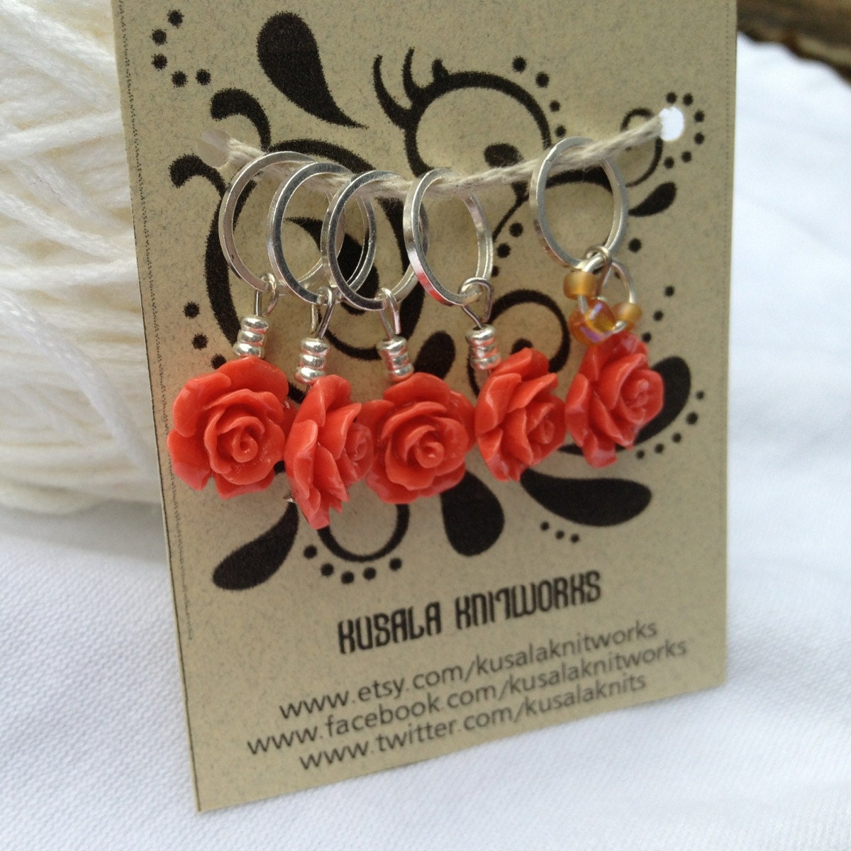 Coral Flower Stitch Markers