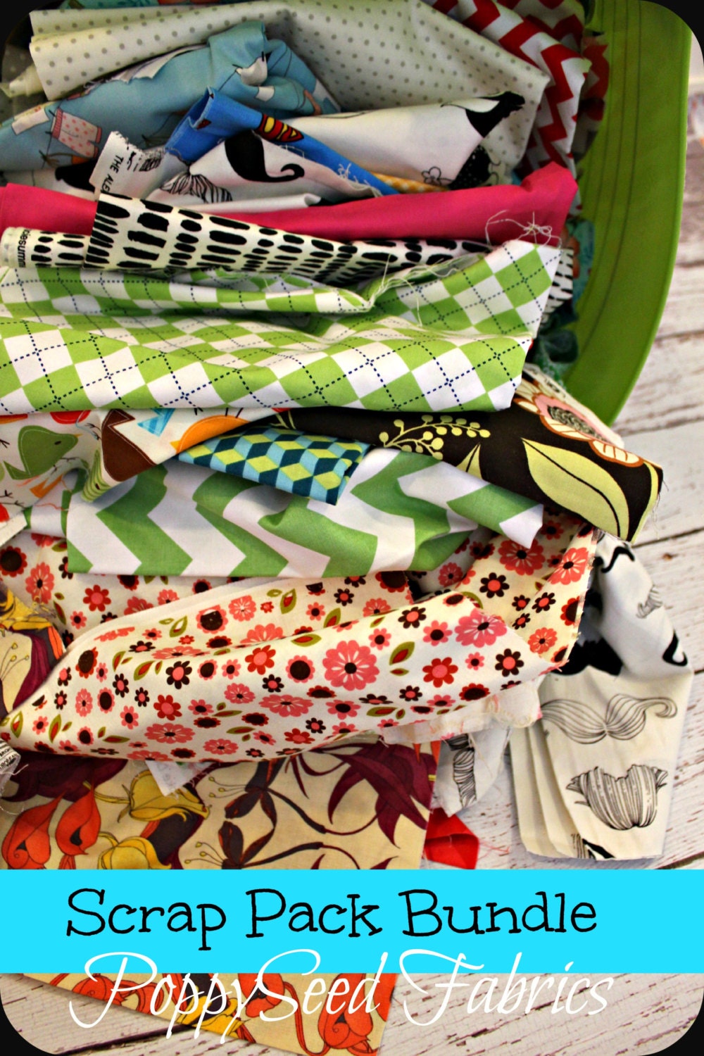 Poppyseed Fabric Special -Medium Scrap bag of designer Fabric -2 pound of fabric by weight