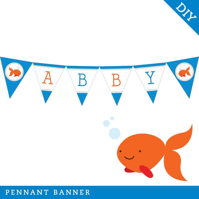 Goldfish party - Personalized DIY printable pennant banner Il_170x135