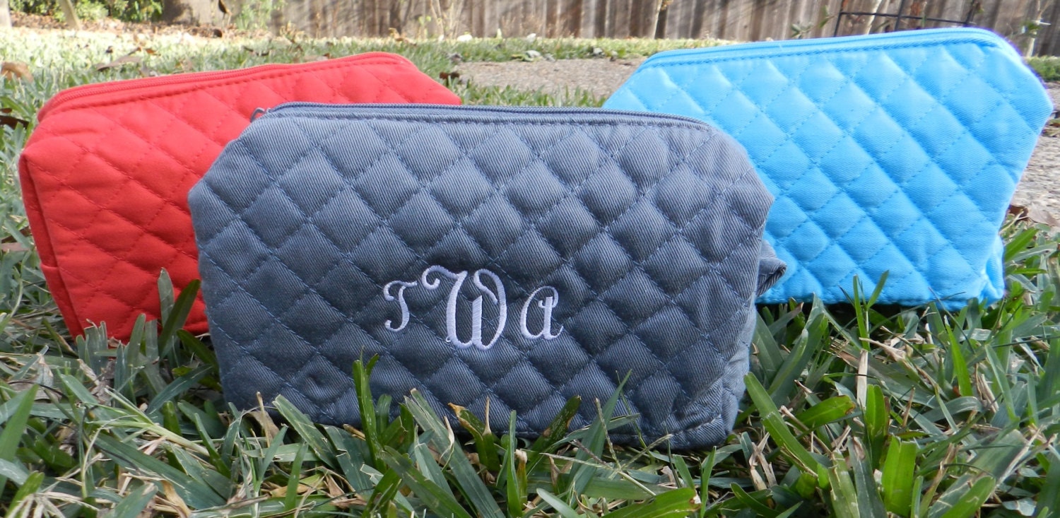 Personalized small quilted cosmetic bag