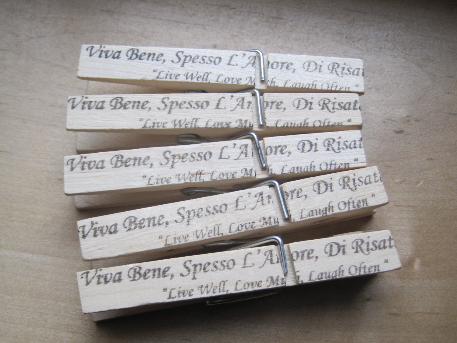 shabby italian script clothes pins lot of 5