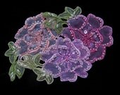 Beaded Rose Flower Net Lace Hand Dyed Lace Applique Embellishment